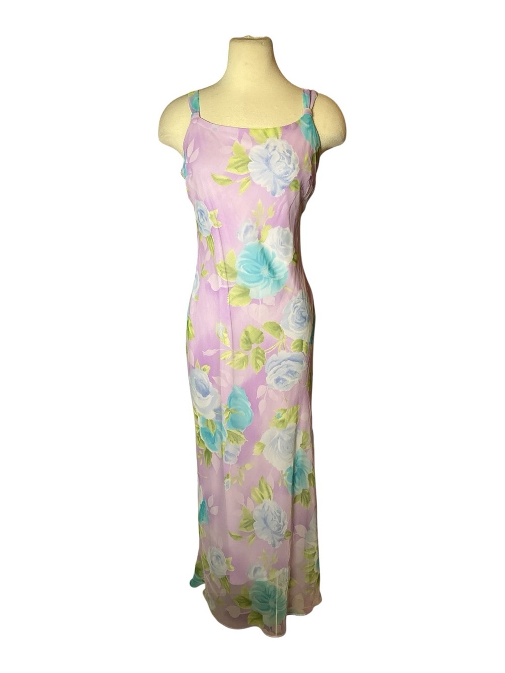 Vintage Y2K Giorgio Fiorlini Rose Floral Print Maxi Slip Dress